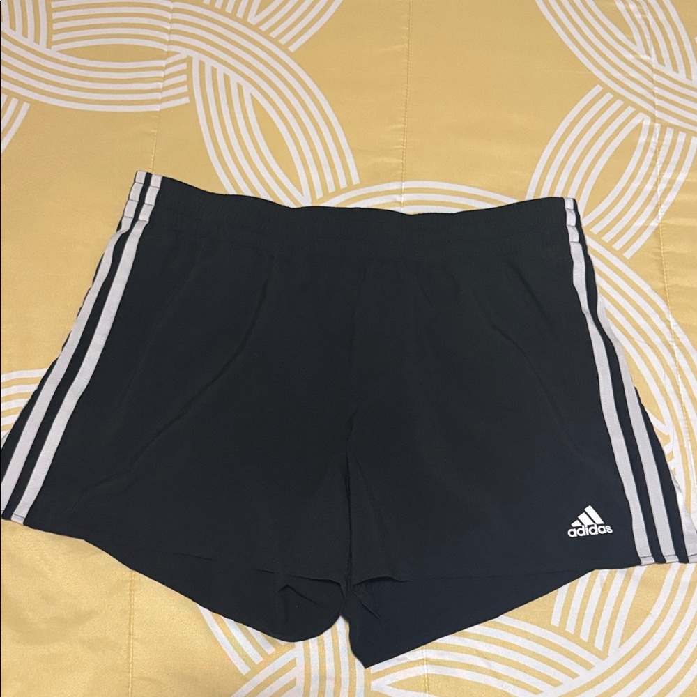 adidas Black Athletic Shorts with White Stripes
